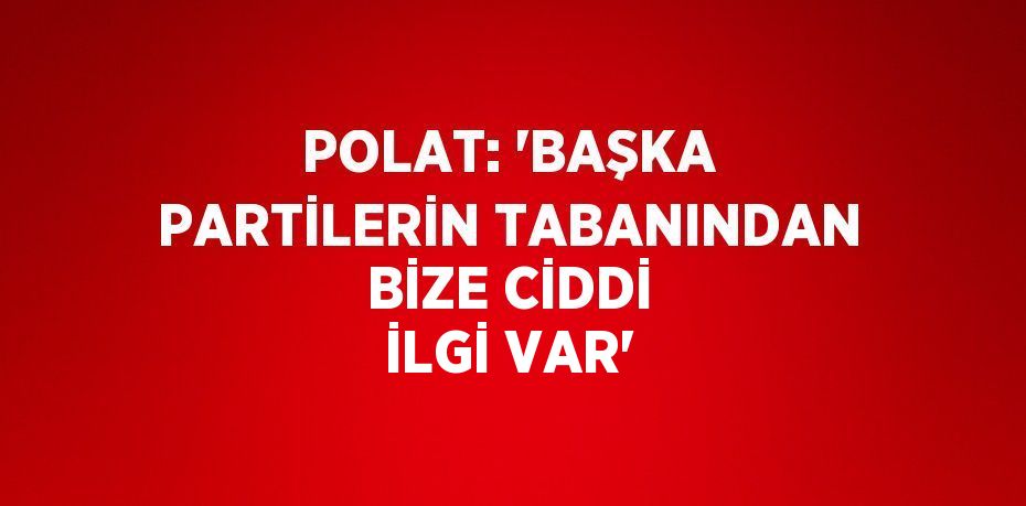 POLAT: 'BAŞKA PARTİLERİN TABANINDAN BİZE CİDDİ İLGİ VAR'