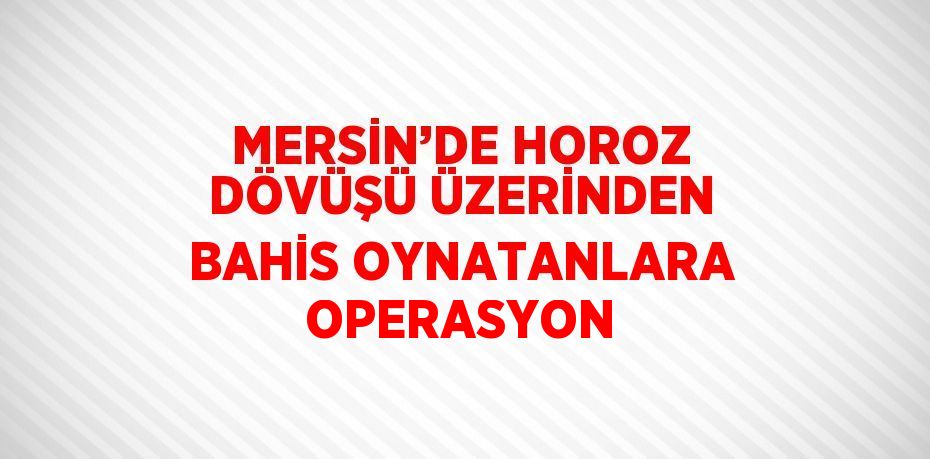 MERSİN’DE HOROZ DÖVÜŞÜ ÜZERİNDEN BAHİS OYNATANLARA OPERASYON