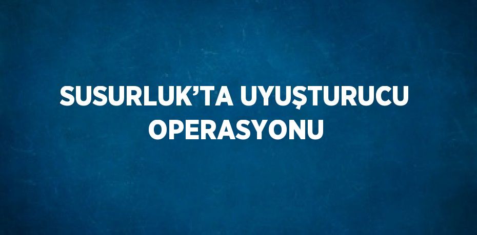 SUSURLUK’TA UYUŞTURUCU OPERASYONU