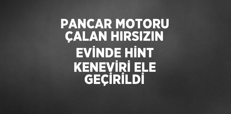 PANCAR MOTORU ÇALAN HIRSIZIN EVİNDE HİNT KENEVİRİ ELE GEÇİRİLDİ