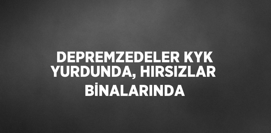 DEPREMZEDELER KYK YURDUNDA, HIRSIZLAR BİNALARINDA