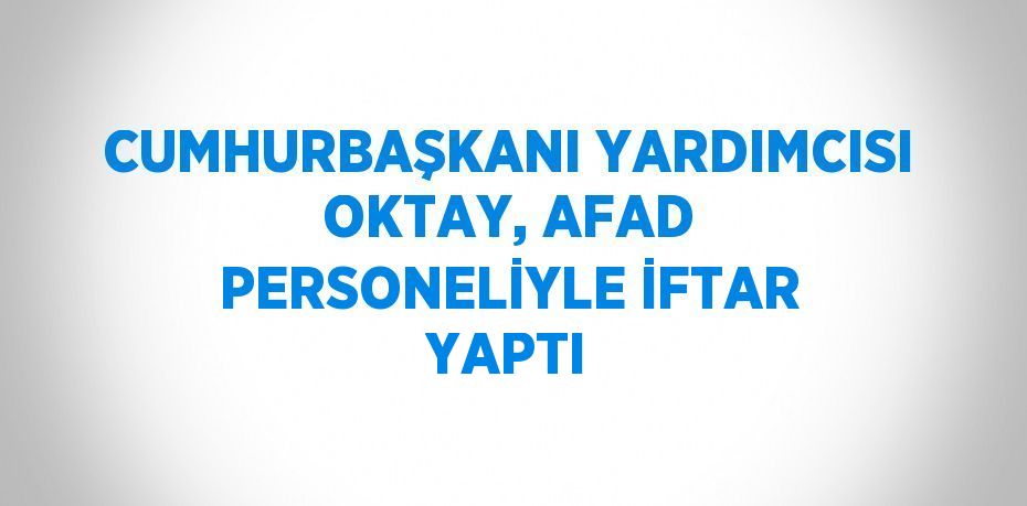 CUMHURBAŞKANI YARDIMCISI OKTAY, AFAD PERSONELİYLE İFTAR YAPTI