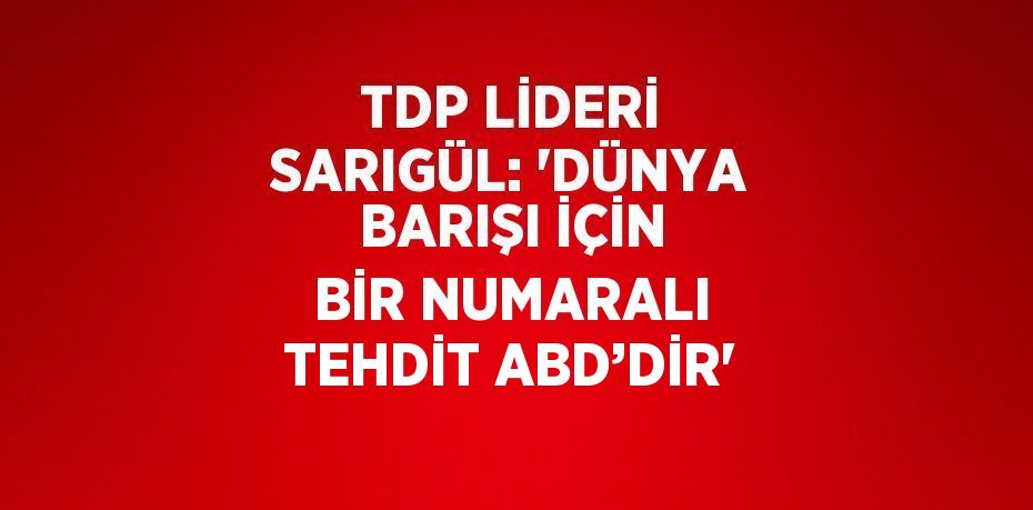 TDP LİDERİ SARIGÜL: 'DÜNYA BARIŞI İÇİN BİR NUMARALI TEHDİT ABD’DİR'