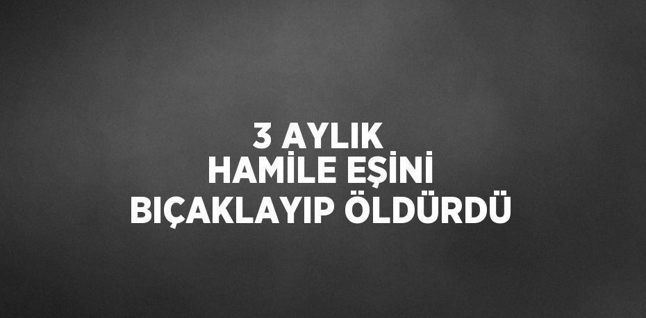 3 AYLIK HAMİLE EŞİNİ BIÇAKLAYIP ÖLDÜRDÜ