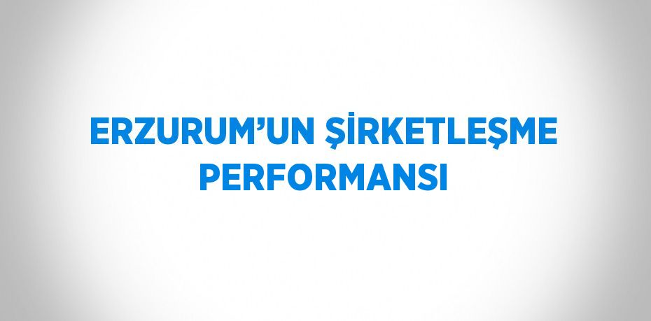 ERZURUM’UN ŞİRKETLEŞME PERFORMANSI