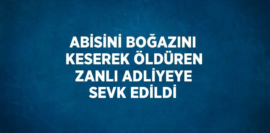 ABİSİNİ BOĞAZINI KESEREK ÖLDÜREN ZANLI ADLİYEYE SEVK EDİLDİ