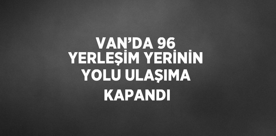 VAN’DA 96 YERLEŞİM YERİNİN YOLU ULAŞIMA KAPANDI