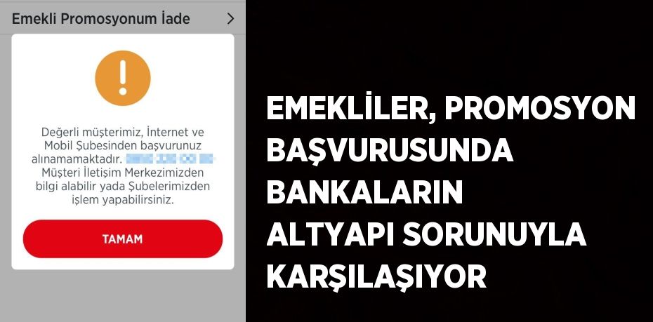 EMEKLİLER, PROMOSYON BAŞVURUSUNDA BANKALARIN ALTYAPI SORUNUYLA KARŞILAŞIYOR