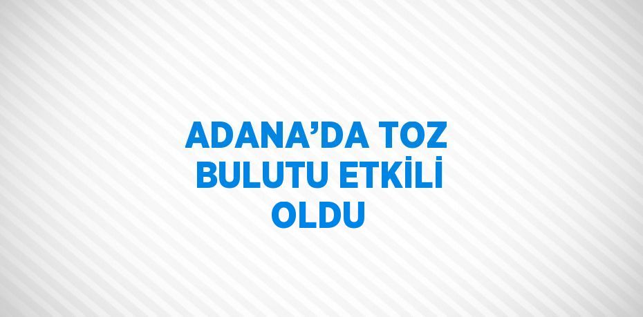 ADANA’DA TOZ BULUTU ETKİLİ OLDU