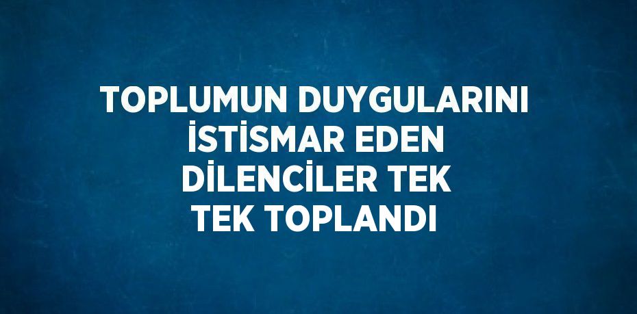 TOPLUMUN DUYGULARINI İSTİSMAR EDEN DİLENCİLER TEK TEK TOPLANDI