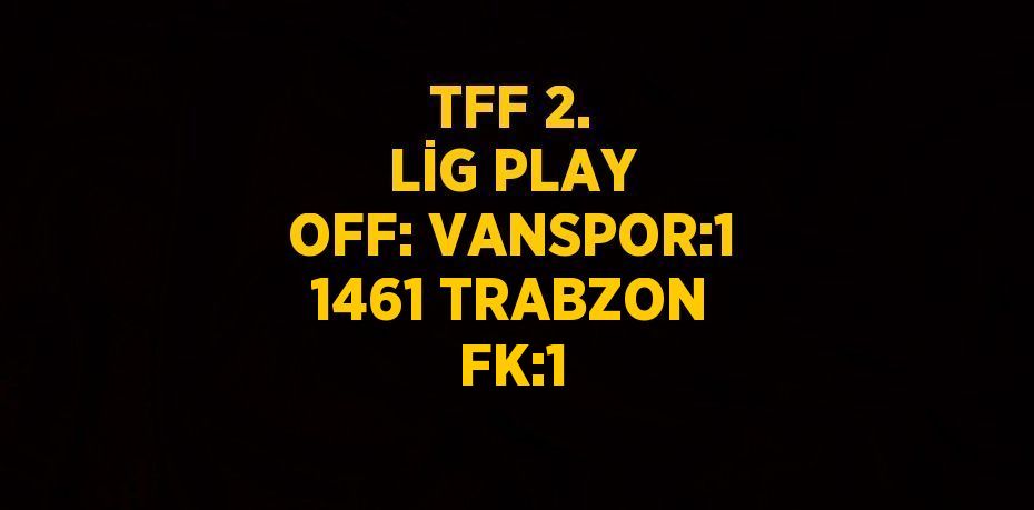 TFF 2. LİG PLAY OFF: VANSPOR:1 1461 TRABZON FK:1