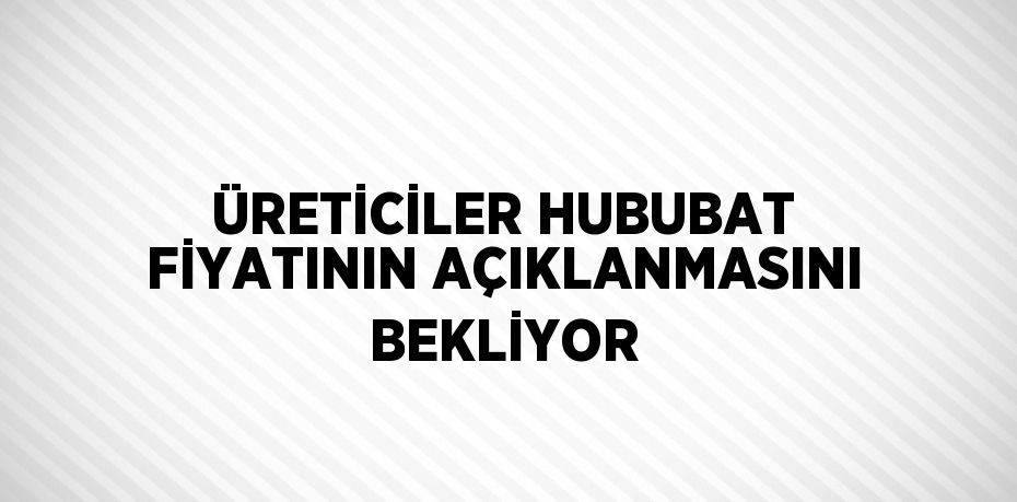 ÜRETİCİLER HUBUBAT FİYATININ AÇIKLANMASINI BEKLİYOR