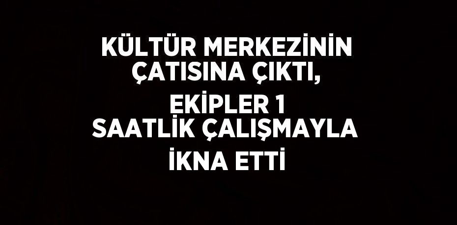 KÜLTÜR MERKEZİNİN ÇATISINA ÇIKTI, EKİPLER 1 SAATLİK ÇALIŞMAYLA İKNA ETTİ