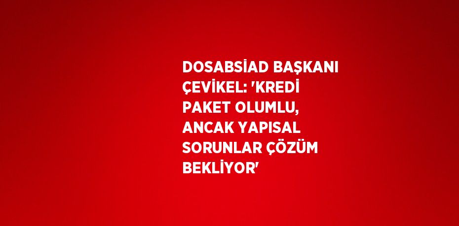 DOSABSİAD BAŞKANI ÇEVİKEL: 'KREDİ PAKET OLUMLU, ANCAK YAPISAL SORUNLAR ÇÖZÜM BEKLİYOR'