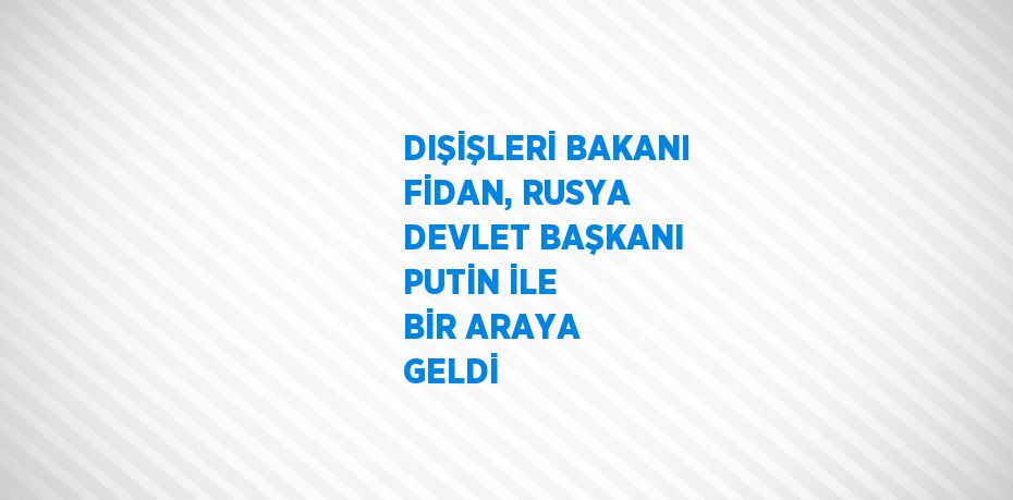 DIŞİŞLERİ BAKANI FİDAN, RUSYA DEVLET BAŞKANI PUTİN İLE BİR ARAYA GELDİ