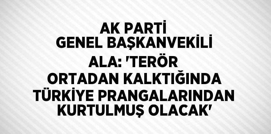 AK PARTİ GENEL BAŞKANVEKİLİ ALA: 'TERÖR ORTADAN KALKTIĞINDA TÜRKİYE PRANGALARINDAN KURTULMUŞ OLACAK'