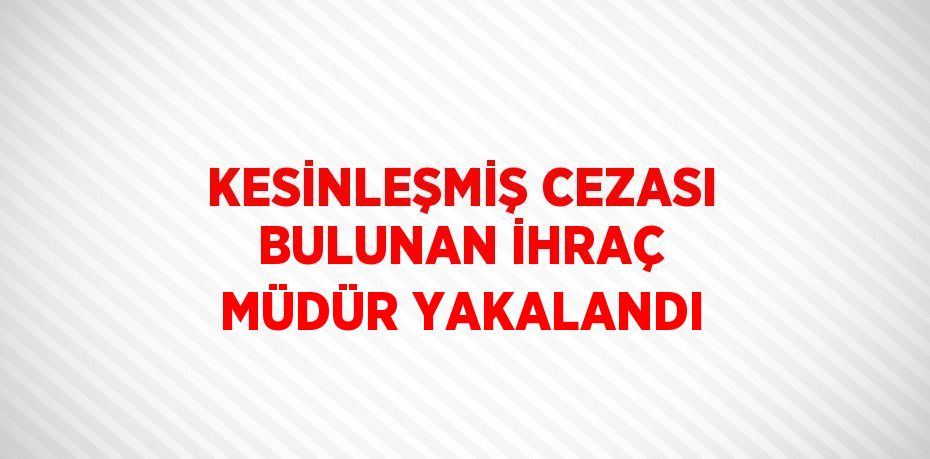 KESİNLEŞMİŞ CEZASI BULUNAN İHRAÇ MÜDÜR YAKALANDI