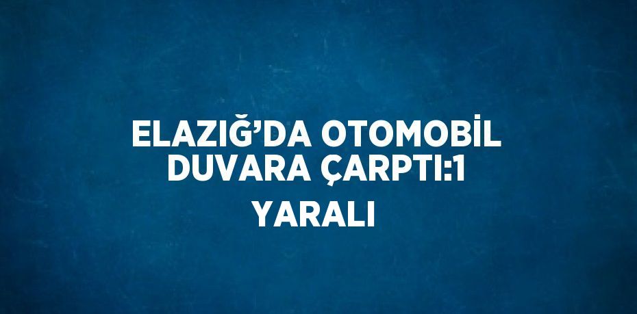 ELAZIĞ’DA OTOMOBİL DUVARA ÇARPTI:1 YARALI