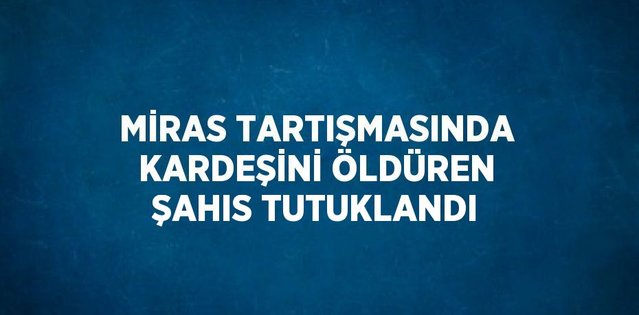 MİRAS TARTIŞMASINDA KARDEŞİNİ ÖLDÜREN ŞAHIS TUTUKLANDI