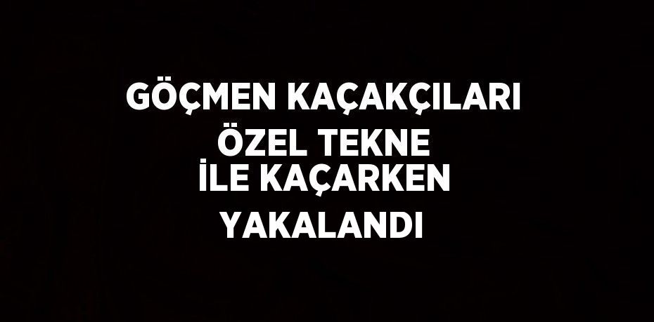 GÖÇMEN KAÇAKÇILARI ÖZEL TEKNE İLE KAÇARKEN YAKALANDI