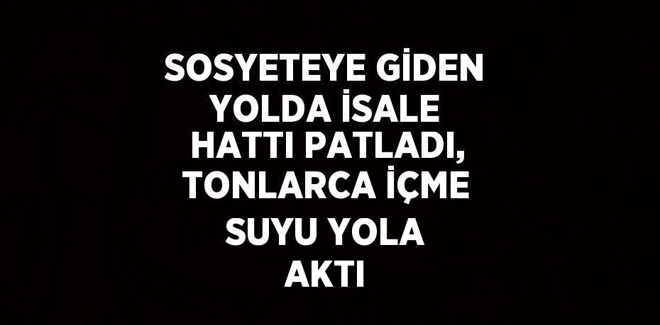 SOSYETEYE GİDEN YOLDA İSALE HATTI PATLADI, TONLARCA İÇME SUYU YOLA AKTI