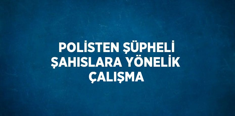 POLİSTEN ŞÜPHELİ ŞAHISLARA YÖNELİK ÇALIŞMA