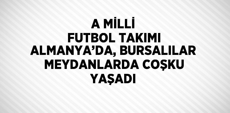 A MİLLİ FUTBOL TAKIMI ALMANYA’DA, BURSALILAR MEYDANLARDA COŞKU YAŞADI