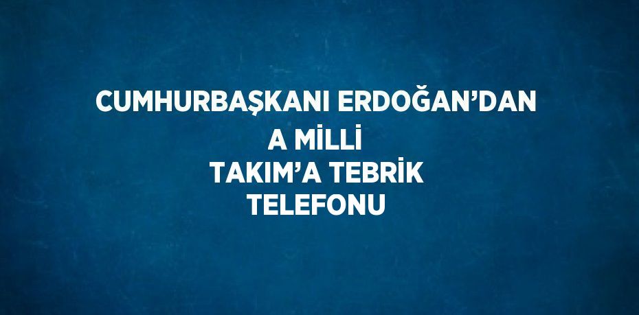 CUMHURBAŞKANI ERDOĞAN’DAN A MİLLİ TAKIM’A TEBRİK TELEFONU