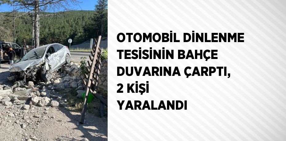 OTOMOBİL DİNLENME TESİSİNİN BAHÇE DUVARINA ÇARPTI, 2 KİŞİ YARALANDI