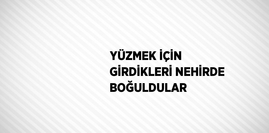 YÜZMEK İÇİN GİRDİKLERİ NEHİRDE BOĞULDULAR