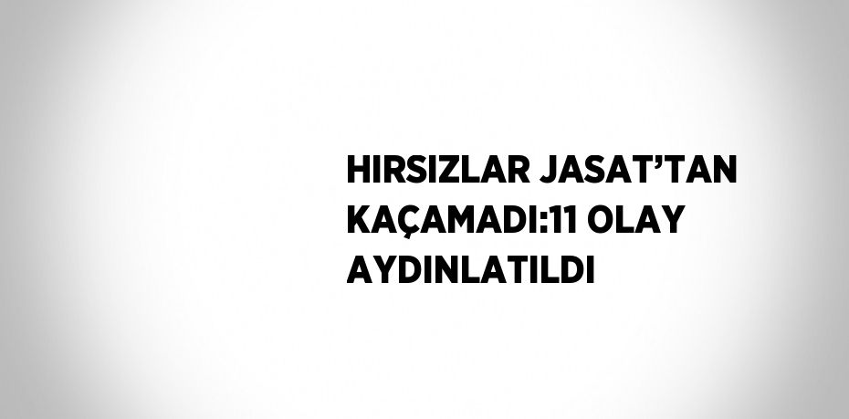 HIRSIZLAR JASAT’TAN KAÇAMADI:11 OLAY AYDINLATILDI