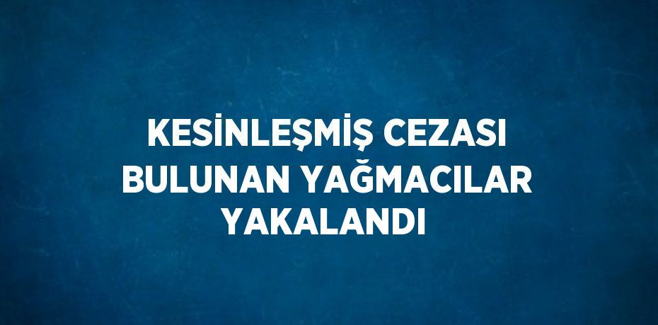 KESİNLEŞMİŞ CEZASI BULUNAN YAĞMACILAR YAKALANDI