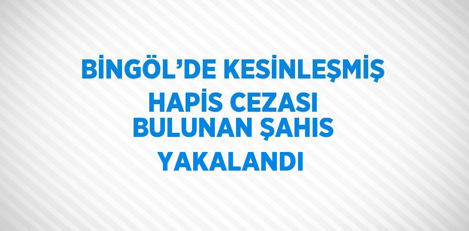 BİNGÖL’DE KESİNLEŞMİŞ HAPİS CEZASI BULUNAN ŞAHIS YAKALANDI
