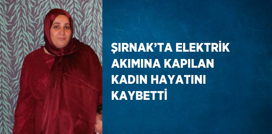 ŞIRNAK’TA ELEKTRİK AKIMINA KAPILAN KADIN HAYATINI KAYBETTİ