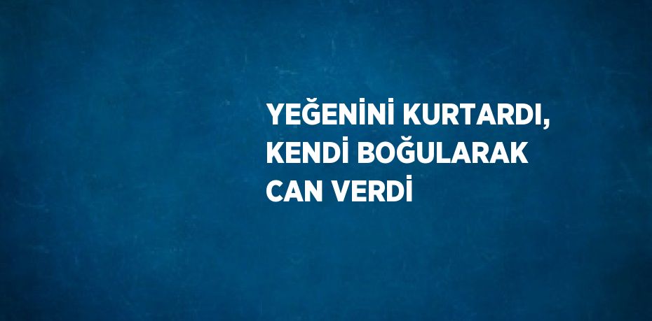 YEĞENİNİ KURTARDI, KENDİ BOĞULARAK CAN VERDİ