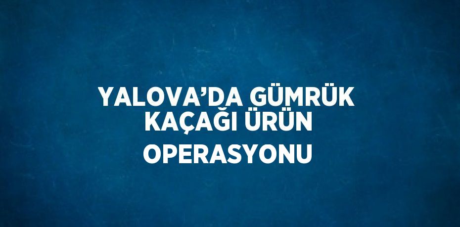 YALOVA’DA GÜMRÜK KAÇAĞI ÜRÜN OPERASYONU