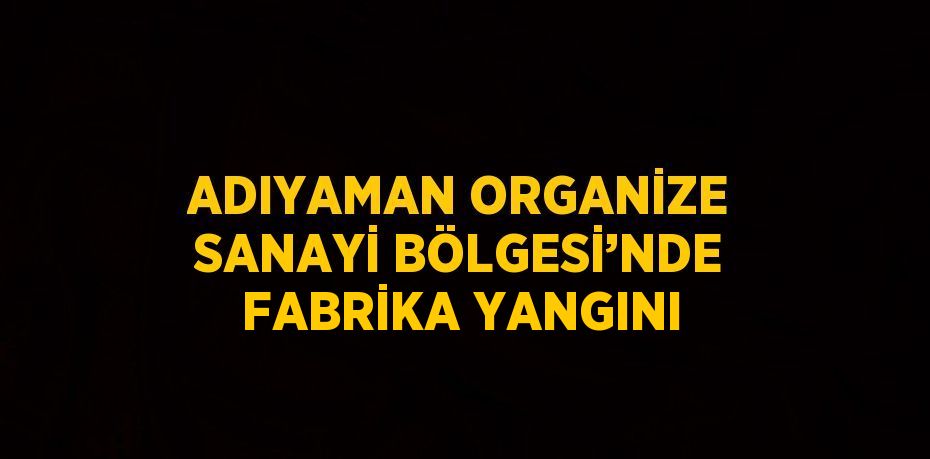 ADIYAMAN ORGANİZE SANAYİ BÖLGESİ’NDE FABRİKA YANGINI