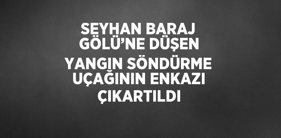 SEYHAN BARAJ GÖLÜ’NE DÜŞEN YANGIN SÖNDÜRME UÇAĞININ ENKAZI ÇIKARTILDI
