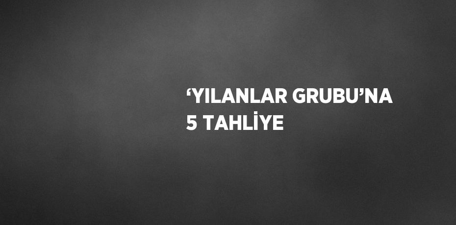 ‘YILANLAR GRUBU’NA 5 TAHLİYE