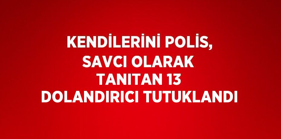 KENDİLERİNİ POLİS, SAVCI OLARAK TANITAN 13 DOLANDIRICI TUTUKLANDI