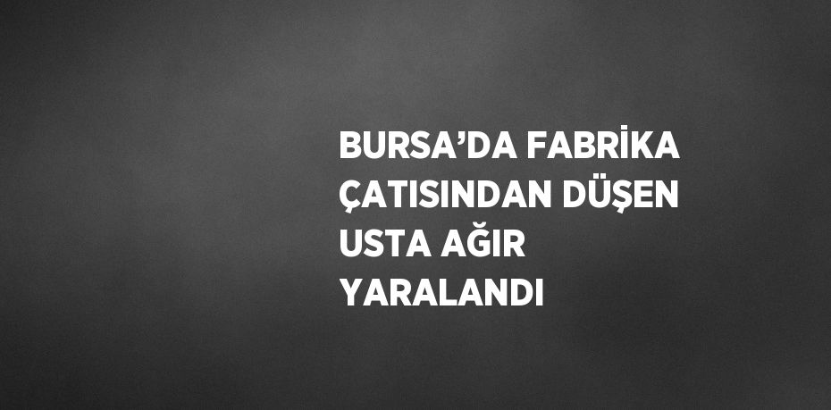 BURSA’DA FABRİKA ÇATISINDAN DÜŞEN USTA AĞIR YARALANDI