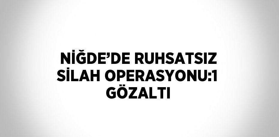 NİĞDE’DE RUHSATSIZ SİLAH OPERASYONU:1 GÖZALTI