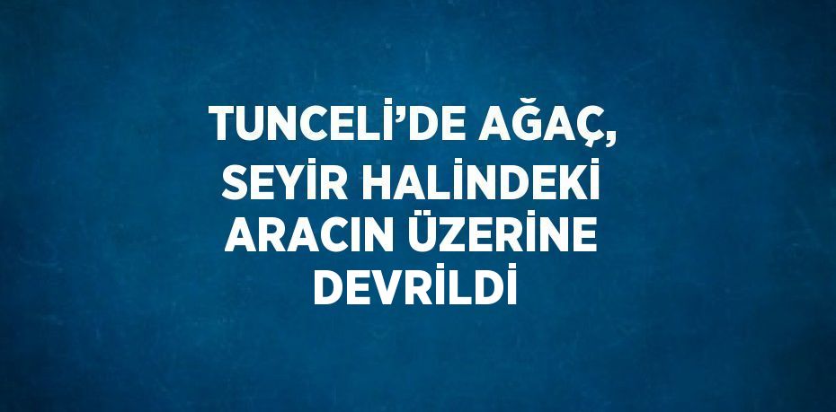 TUNCELİ’DE AĞAÇ, SEYİR HALİNDEKİ ARACIN ÜZERİNE DEVRİLDİ