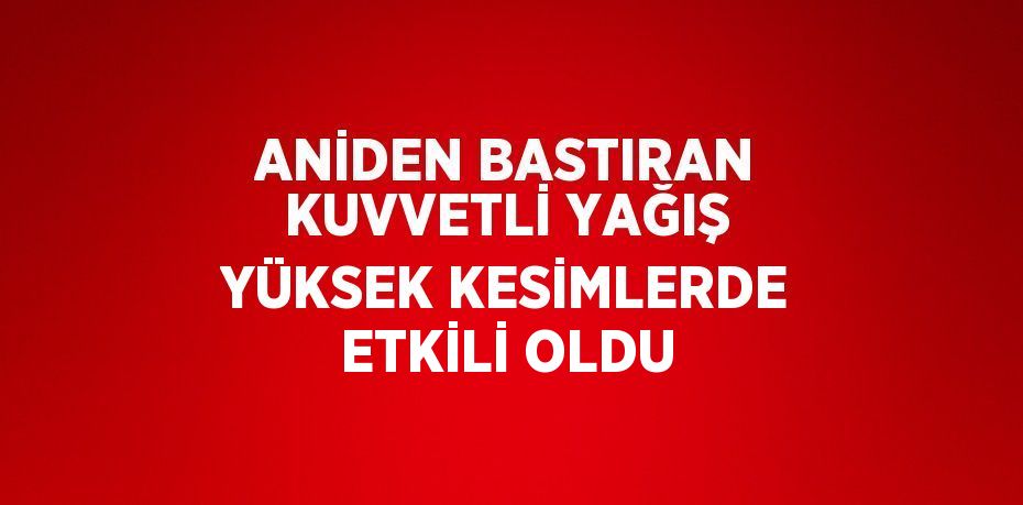 ANİDEN BASTIRAN KUVVETLİ YAĞIŞ YÜKSEK KESİMLERDE ETKİLİ OLDU