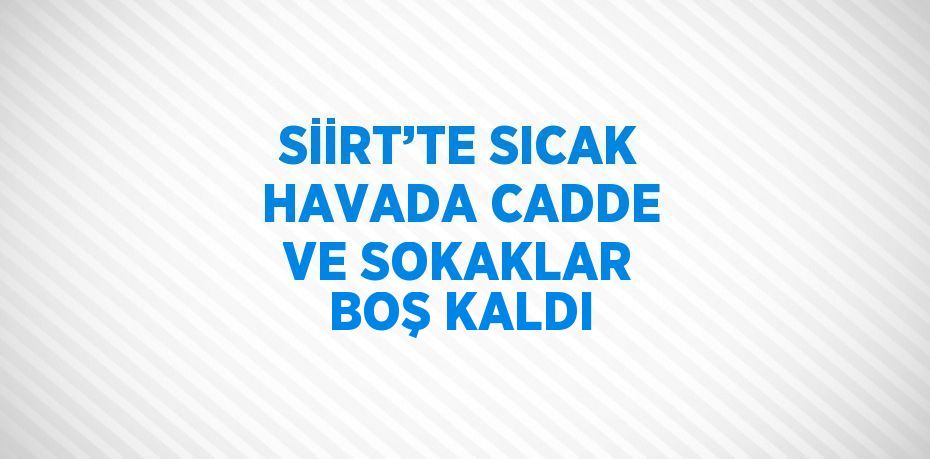 SİİRT’TE SICAK HAVADA CADDE VE SOKAKLAR BOŞ KALDI