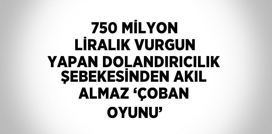 750 MİLYON LİRALIK VURGUN YAPAN DOLANDIRICILIK ŞEBEKESİNDEN AKIL ALMAZ ‘ÇOBAN OYUNU’