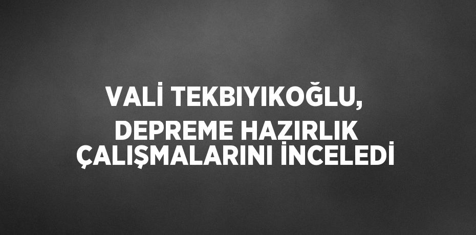 VALİ TEKBIYIKOĞLU, DEPREME HAZIRLIK ÇALIŞMALARINI İNCELEDİ