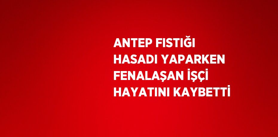 ANTEP FISTIĞI HASADI YAPARKEN FENALAŞAN İŞÇİ HAYATINI KAYBETTİ