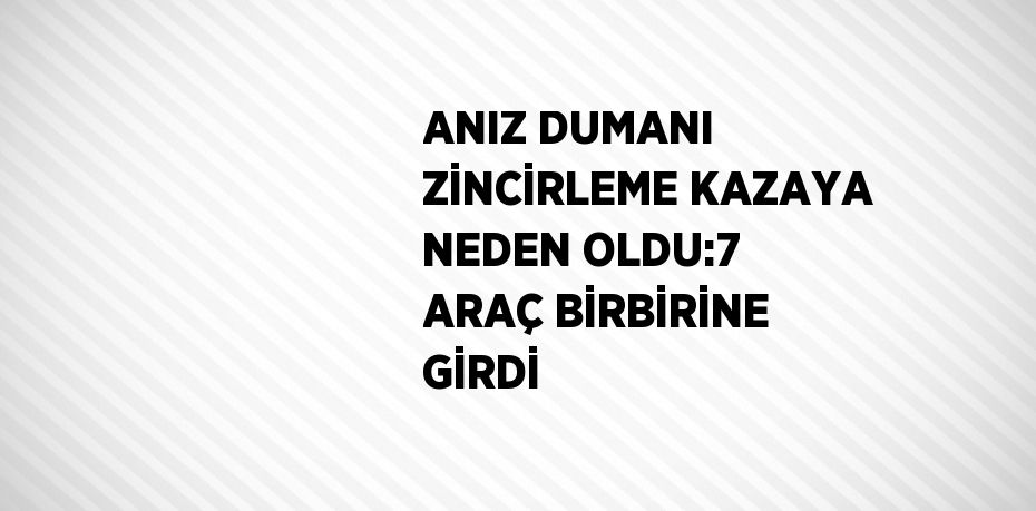 ANIZ DUMANI ZİNCİRLEME KAZAYA NEDEN OLDU:7 ARAÇ BİRBİRİNE GİRDİ