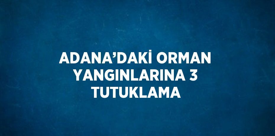 ADANA’DAKİ ORMAN YANGINLARINA 3 TUTUKLAMA